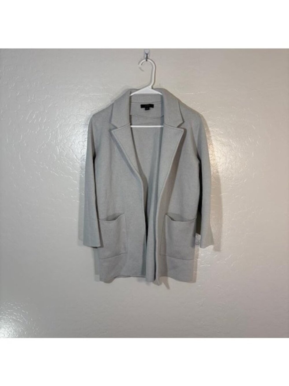 J Crew Sweater Jacket Womens XS Gray Merino Wool Blend Open Front Blazer Coat
